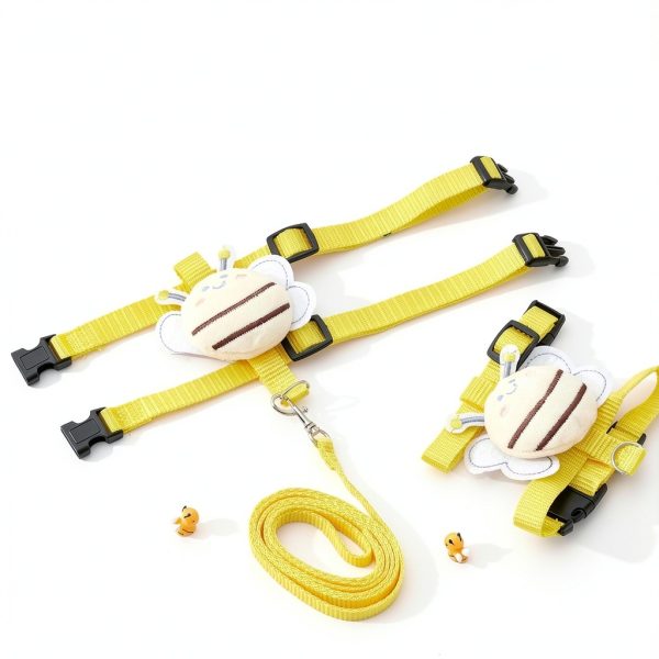 SilTriangle Duck Harness Leash Adjustable Nylon Bee Design-6