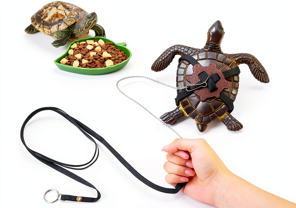 Installing Berlune Turtle Leash Harness Adjustable Reptile Pet Supplies on a wooden desk