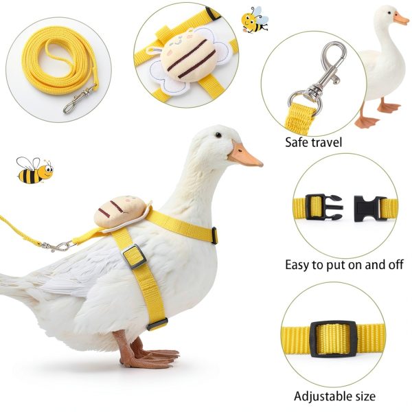 SilTriangle Duck Harness Leash Adjustable Nylon Bee Design-2
