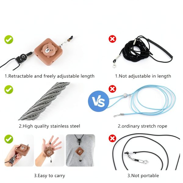 DANGONGLI Bird Leash Retractable Parrot Training Tool 20FT-3