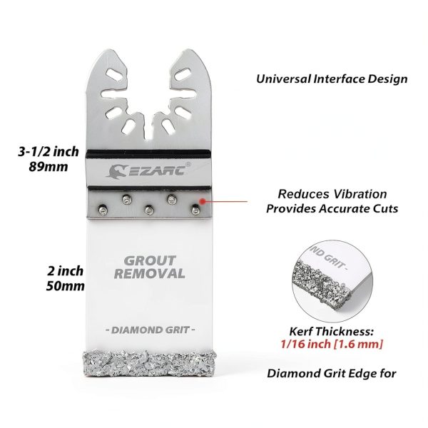 EZARC Diamond Oscillating Blade, Flush Cutting Oscillating Multi Tool Saw Blades for Grout Removal, Cleaning Mortar DO34F, 3-Pack-1